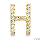 1/10 Ctw Initial 'H' Round Cut Diamond Earrings in 10K Yellow Gold